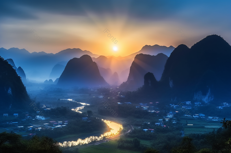 摄影图高清的图片景区日落光芒图,高清,摄影图,摄影图片,图片大全,摄影图免费下载